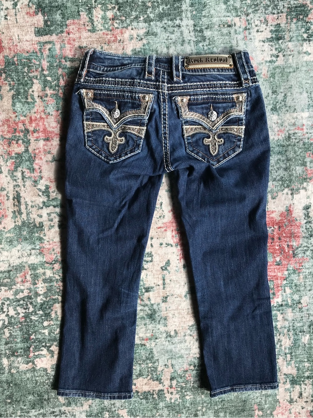 Rock Revival Dark Blue Capris